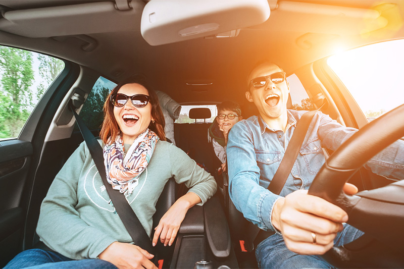 Family Driving a Rental Vehicle